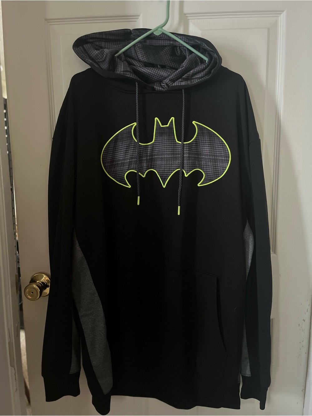 Batman Black Hoodie with Neon Yellow-Trim Bat Logo